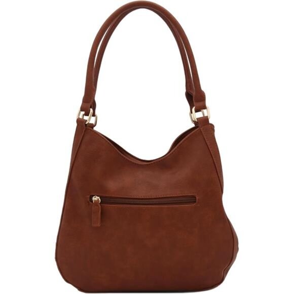 Lightweight 3 Compartment Faux Leather Medium Hobo Bag - Picture 4 of 7